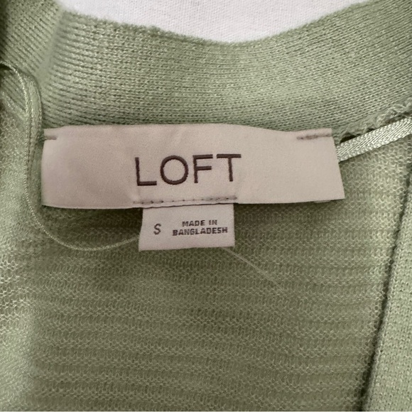 Loft Small Shirttail Open Cardigan Light Green Linen Blend Lightweight Preppy - Picture 6 of 8
